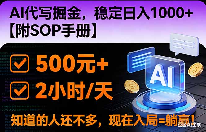 2026风口项目,AI代写掘金，稳定日入1000+，掌握核心技能【附SOP手册】-鸿图网创