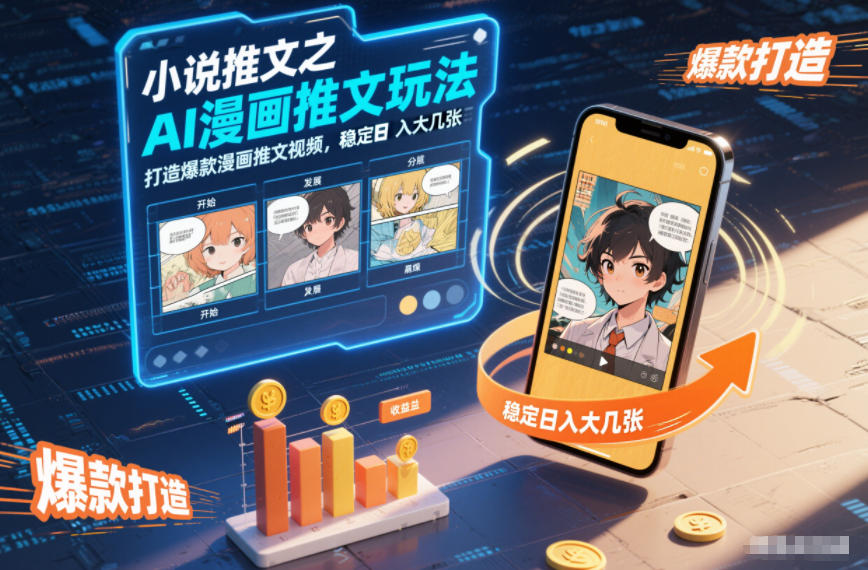 小说推文之AI漫画推文玩法，打造爆款漫画推文视频，稳定日入大几张-鸿图网创