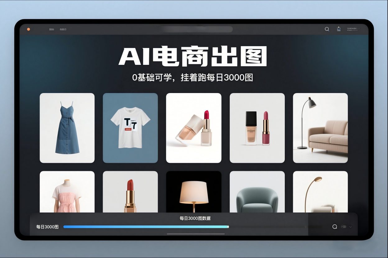 AI电商出图，0基础可学，挂着跑每日3000图-鸿图网创