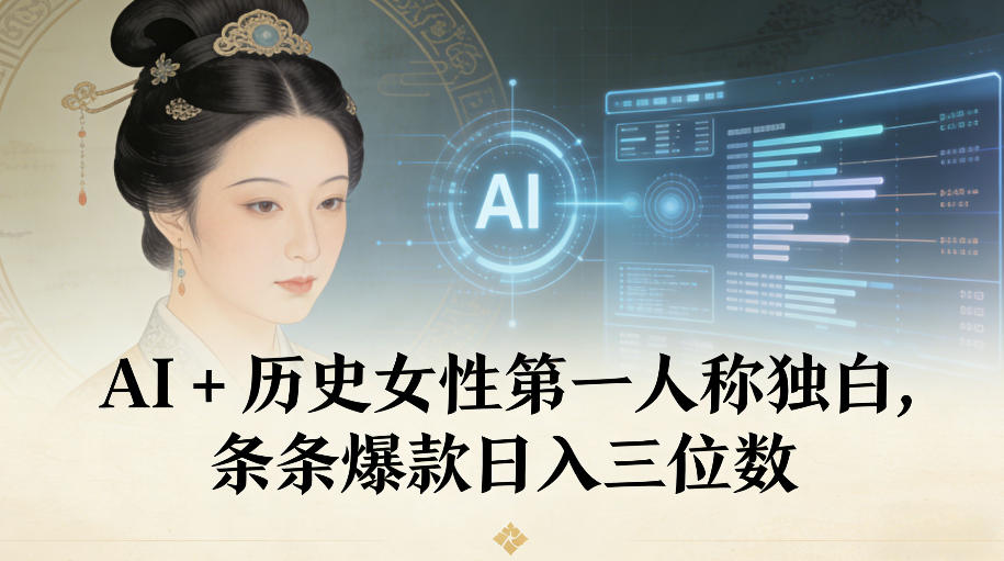 AI+历史女性第一人称独白，条条爆款日入三位数-鸿图网创