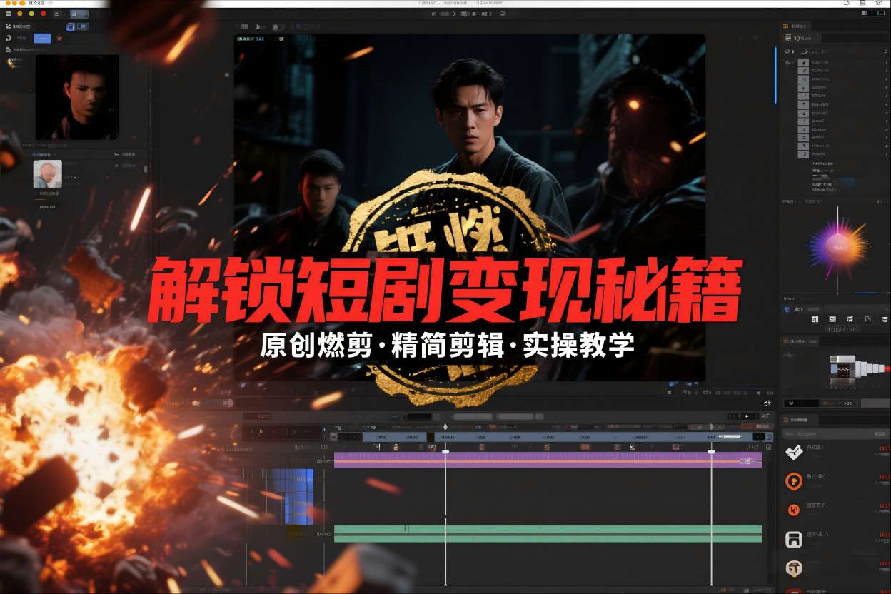 短剧拉新之原创燃剪精简剪辑实操课，解锁短剧变现秘籍-鸿图网创