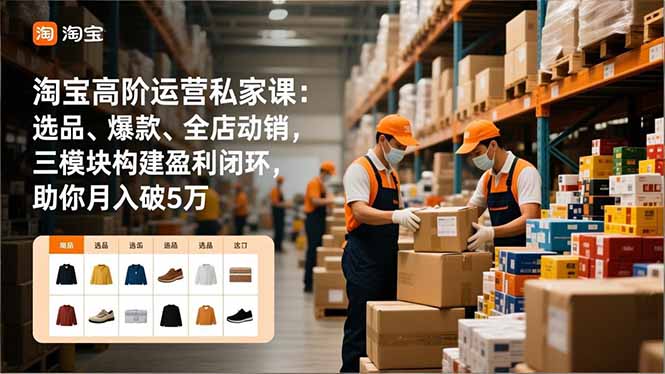 淘宝高阶运营私家课：选品、爆款、全店动销，三模块构建盈利闭环，助你月入破5万(更新12月-鸿图网创