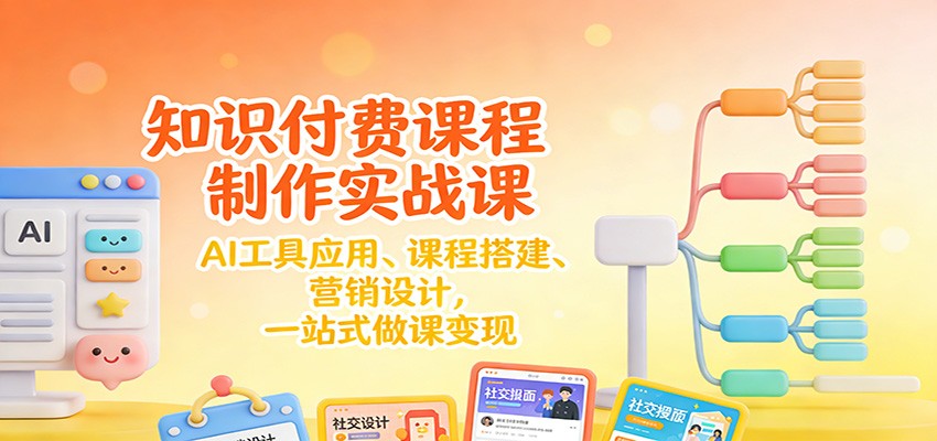 知识付费课程制作实战课：AI工具应用 、课程搭建、营销设计，一站式做课变现-鸿图网创