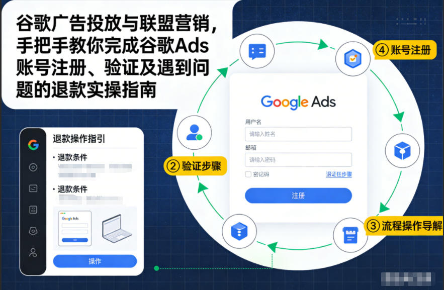 谷歌广告投放与联盟营销，手把手教你完成谷歌Ads账号注册、验证及遇到问题的退款实操指南-鸿图网创