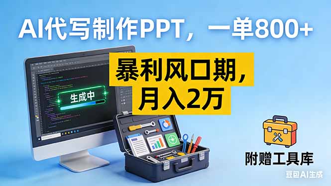 AI代写制作PPT，一单800+， 暴利风口期，月入2万【附工具】-鸿图网创