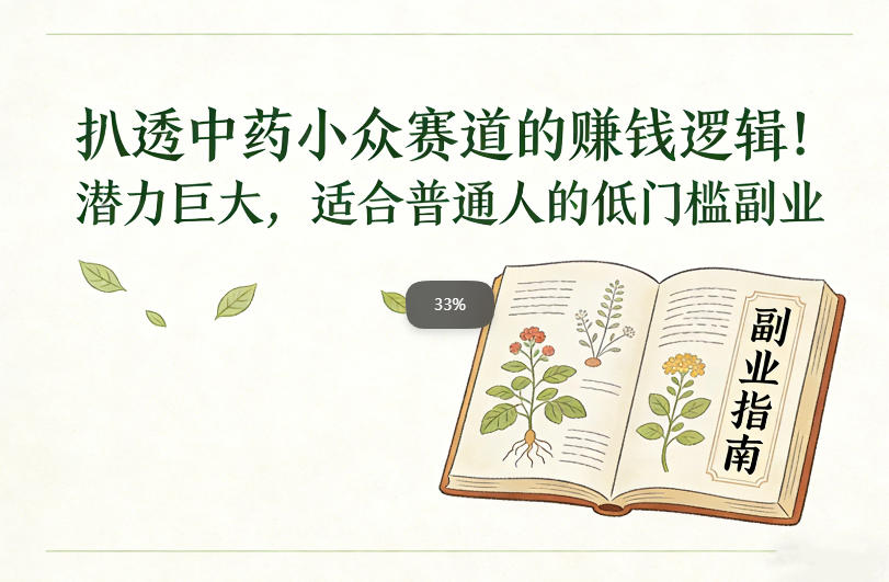 扒透中药小众赛道的賺米逻辑，潜力巨大，适合普通人的低门槛副业-鸿图网创