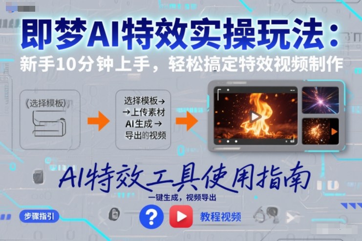 即梦AI特效实操玩法：新手10分钟上手，轻松搞定特效视频制作-鸿图网创