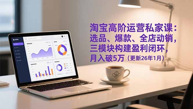 淘宝高阶运营私家课:选品、爆款、全店动销,三模块构建盈利闭环,月入破5万(更新26年1月-鸿图网创