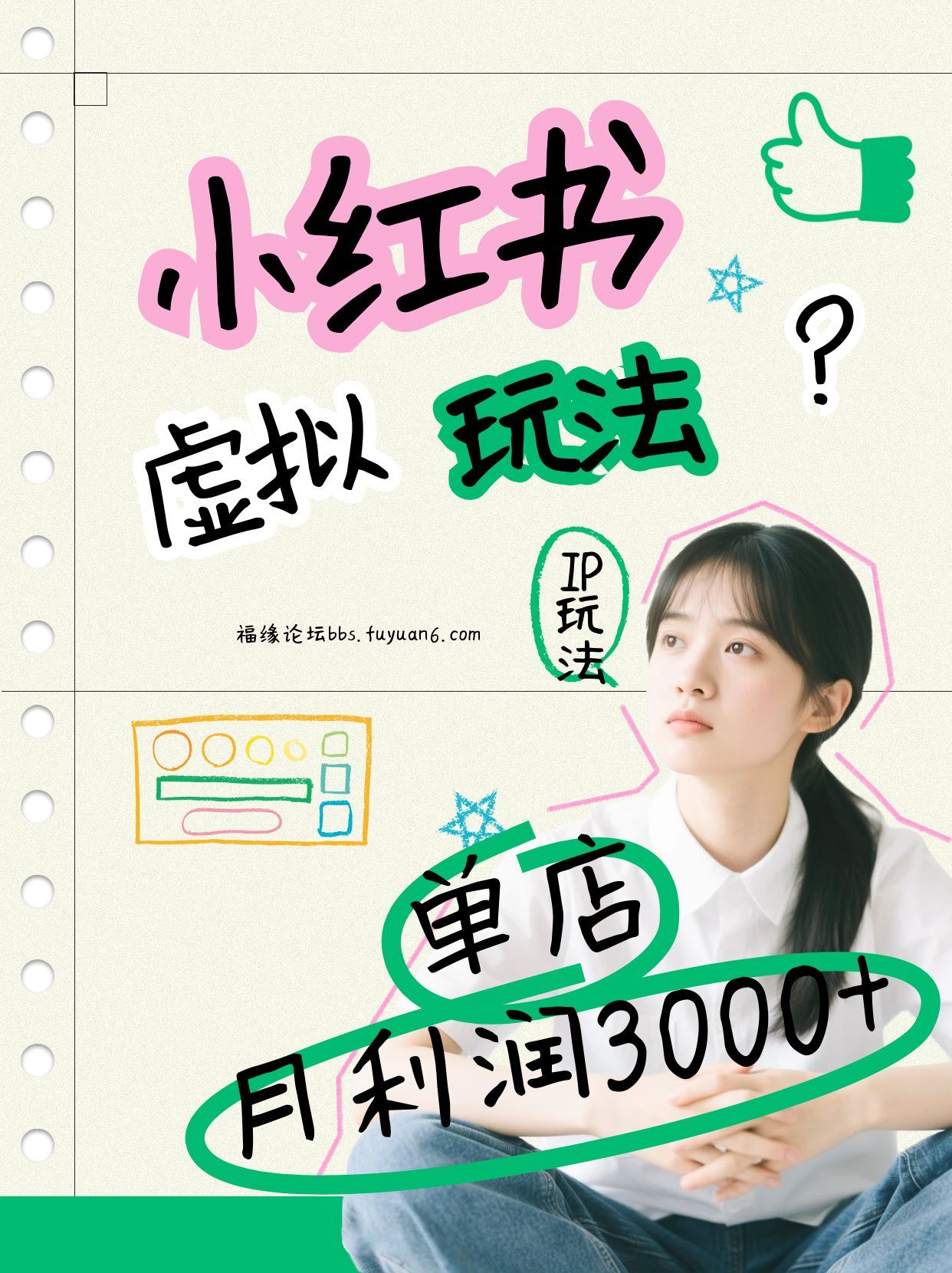 小红书虚拟玩法(铺货流和单品玩法)，单店月利润3000+，IP打法+原创商品(0违规)-鸿图网创