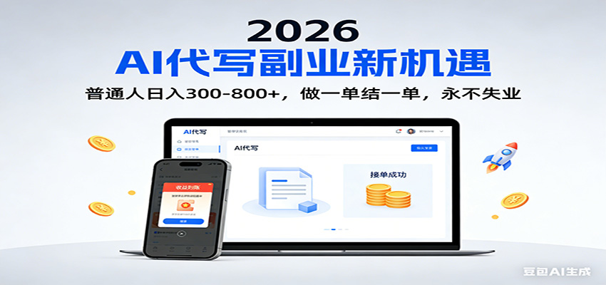 2026 副业首选！AI 代写日入 300-800，普通人0门槛，做一单结一单！-鸿图网创
