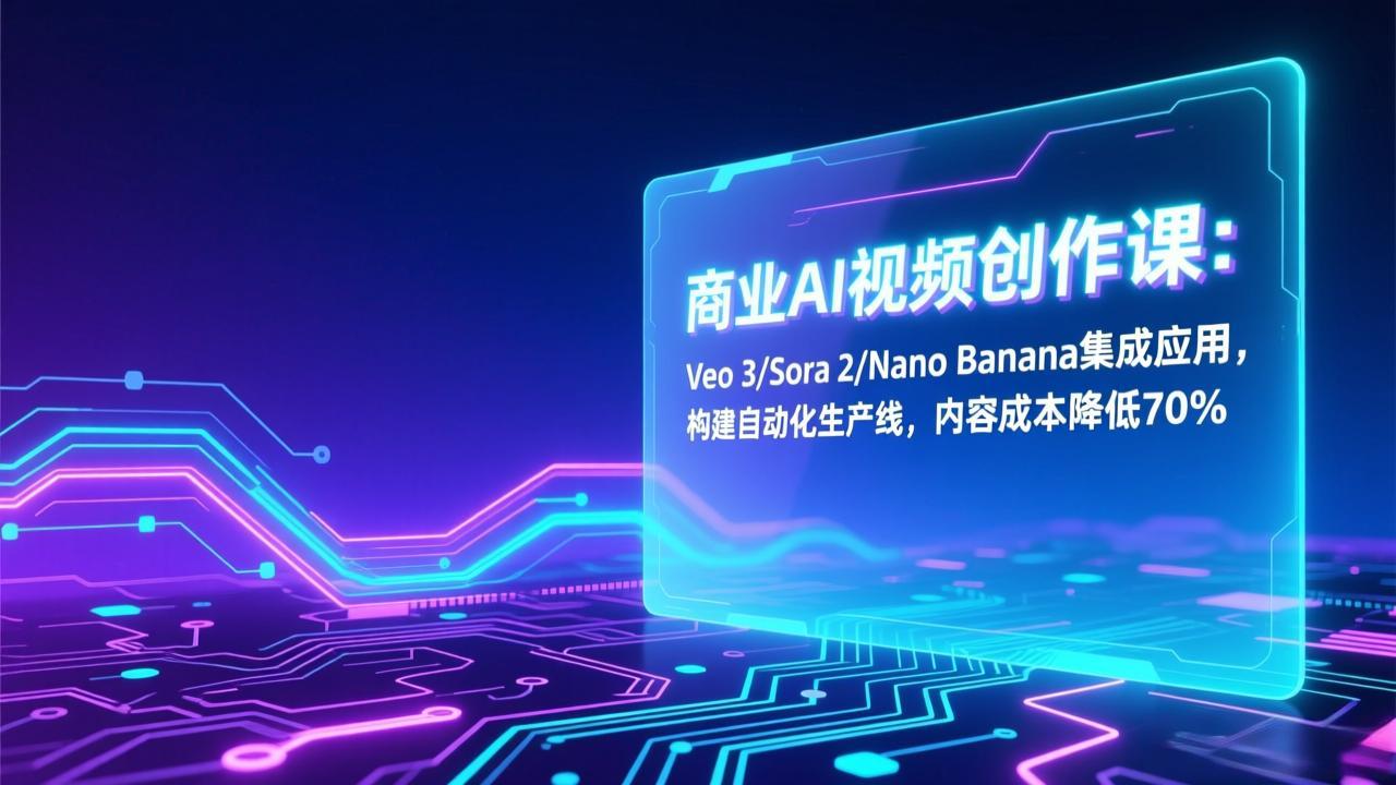 商业AI视频创作课：Veo 3/Sora 2/Nano Banana集成应用，构建自动化生产线，内容成本降低70%-鸿图网创