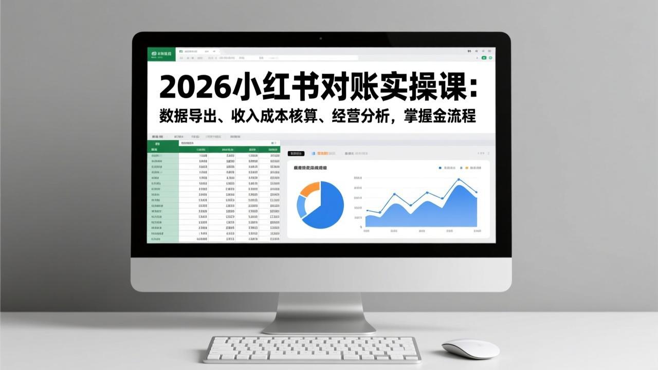 2026小红书对账实操课：数据导出、收入成本核算、经营分析，掌握全流程-鸿图网创