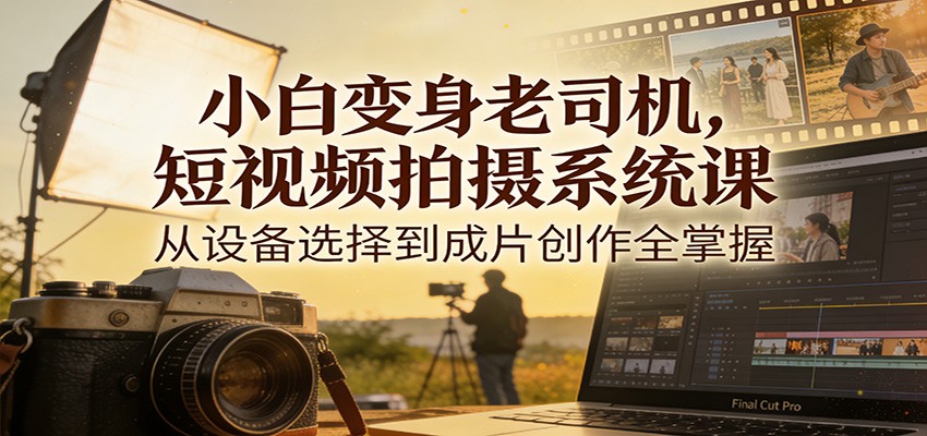 小白变身老司机，短视频拍摄系统课，从设备选择到成片创作全掌握-鸿图网创