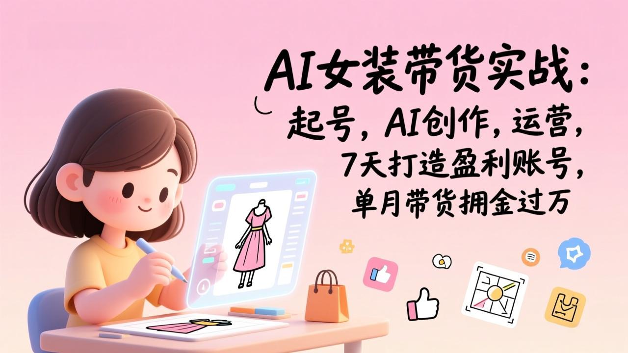 AI女装带货实战：起号，AI创作，运营，7天打造盈利账号，单月带货佣金过万-鸿图网创