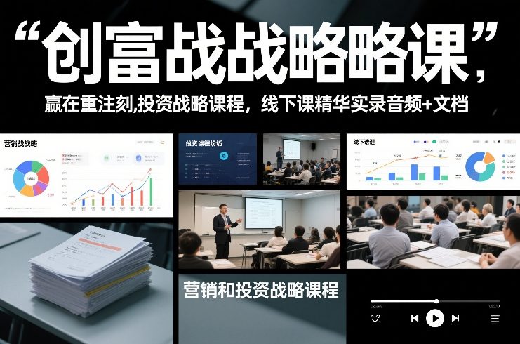 创富战略课，赢在重注时刻，营销和投资战略课程，线下课精华实录音频+文档-鸿图网创