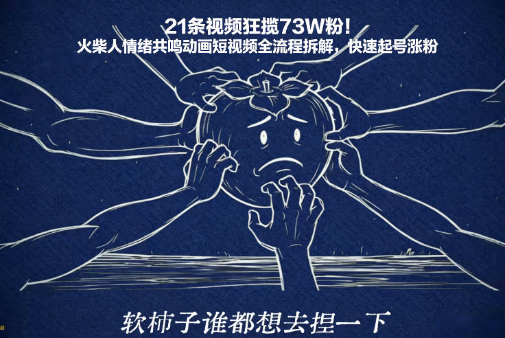 21条视频狂揽73W粉！火柴人情绪共鸣动画短视频全流程拆解，快速起号涨粉-鸿图网创