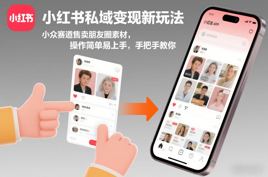 小红书私域变现新玩法，小众赛道售卖朋友圈素材，操作简单易上手，手把手教你-鸿图网创