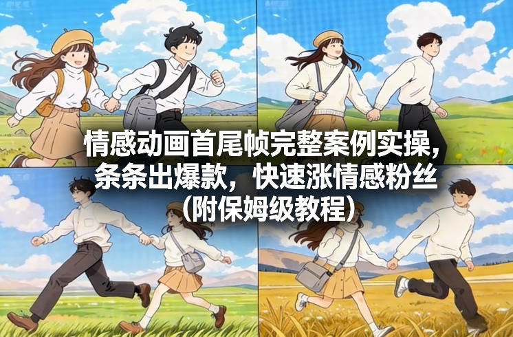 情感动画首尾帧完整案例实操，条条出爆款，快速涨情感粉丝(附保姆级教程)-鸿图网创