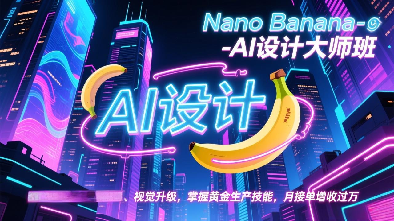 Nano Banana-AI设计大师班，修图合成、广告创作、视觉升级，掌握黄金生产技能，月接单增收过万-鸿图网创