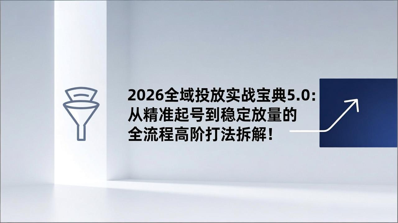 2026全域投放实战宝典5.0：从精准起号到稳定放量的全流程高阶打法拆解！-鸿图网创