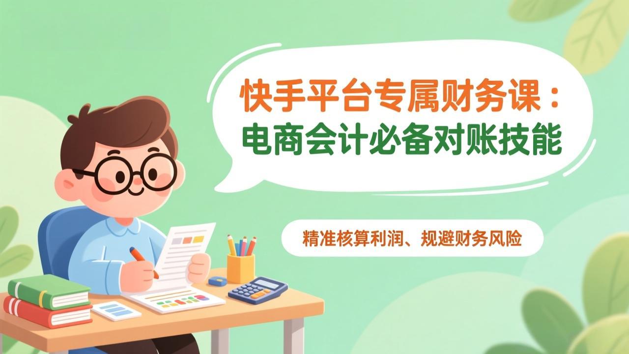 快手平台专属财务课：电商会计必备对账技能，精准核算利润、规避财务风险-鸿图网创