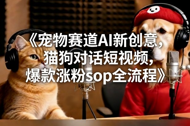 宠物赛道AI新创意，猫狗对话短视频，爆款涨粉sop全流程-鸿图网创