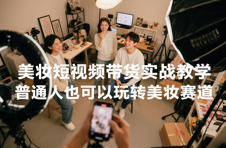 美妆短视频带货实战教学,普通人也可以玩转美妆赛道-鸿图网创