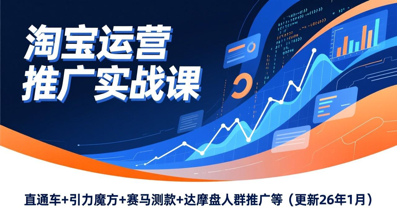 淘宝运营推广实战课，直通车+引力魔方+赛马测款+达摩盘人群推广等(更新26年1月-鸿图网创