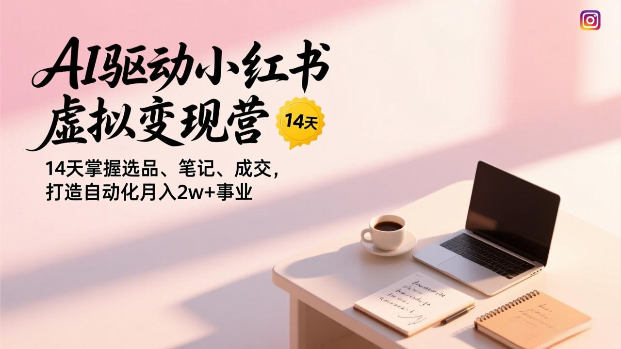 AI驱动小红书虚拟变现营，14天掌握选品、笔记、成交，打造自动化月入2w+事业-鸿图网创