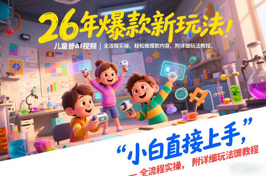 26年爆款新玩法，儿童科普AI视频，全流程实操，轻松做爆款内容，小白直接上手，附详细玩法教程-鸿图网创
