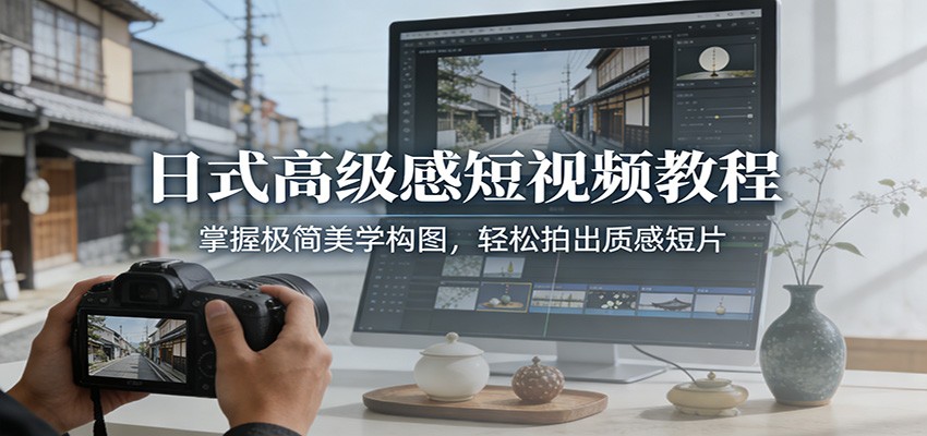 日式高级感短视频教程：掌握极简美学构图，轻松拍出质感短片-鸿图网创