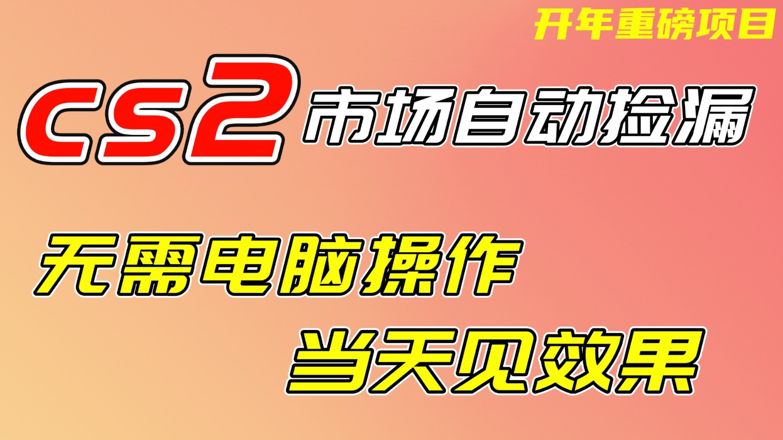 CS2市场挂机项，无需电脑操作，无需进入游戏，当天见效果，支持任何形式验证-鸿图网创