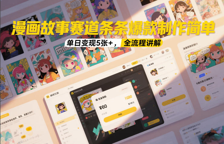 漫画故事赛道条条爆款制作简单，单日变现5张+，全流程讲解-鸿图网创