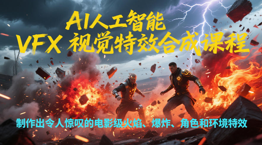 AI人工智能VFX视觉特效合成课程，制作出令人惊叹的电影级火焰、爆炸、角色和环境特效-鸿图网创