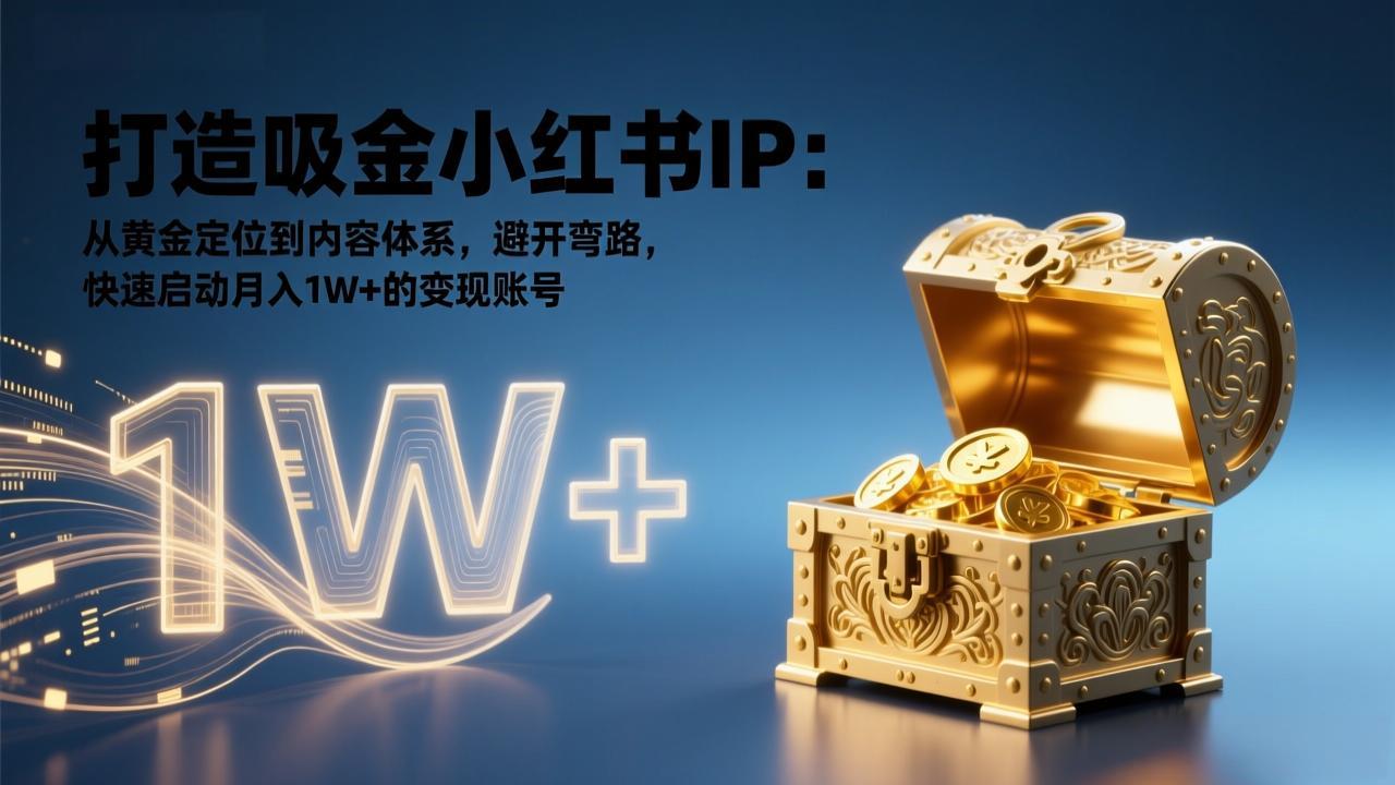 打造吸金小红书IP：从黄金定位到内容体系，避开弯路，快速启动月入1W+的变现账号-鸿图网创