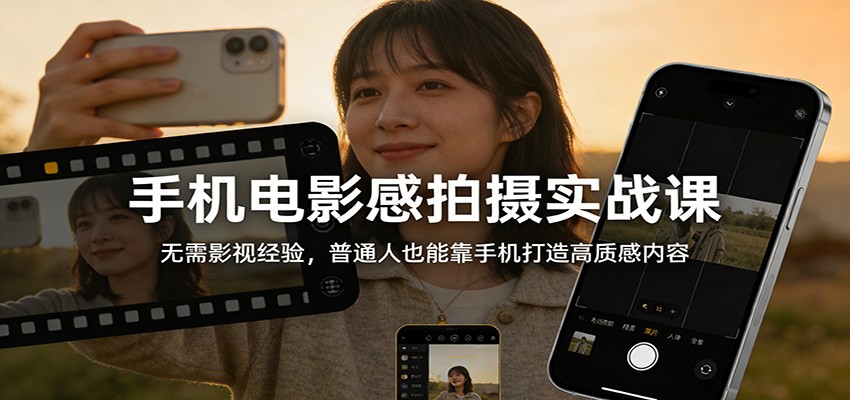 手机电影感拍摄实战课：无需影视经验，普通人也能靠手机打造高质感内容-鸿图网创