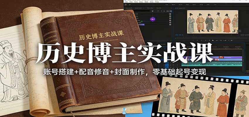 历史博主实战课：账号搭建+配音修音+封面制作，零基础起号变现-鸿图网创