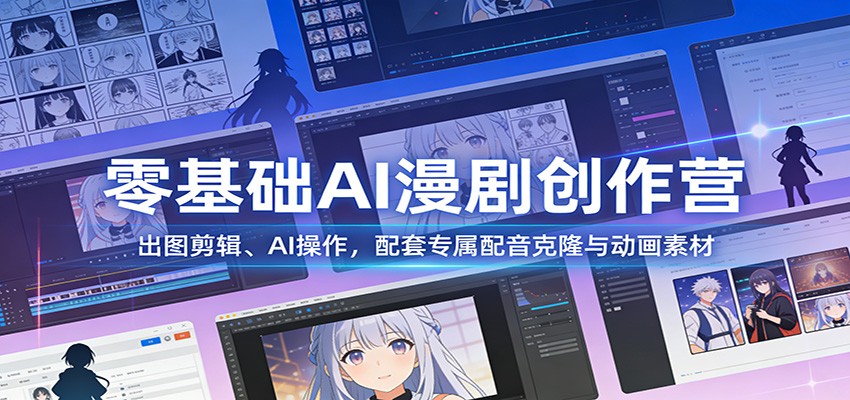 零基础AI漫剧创作营：出图剪辑、AI操作，配套专属配音克隆与动画素材-鸿图网创
