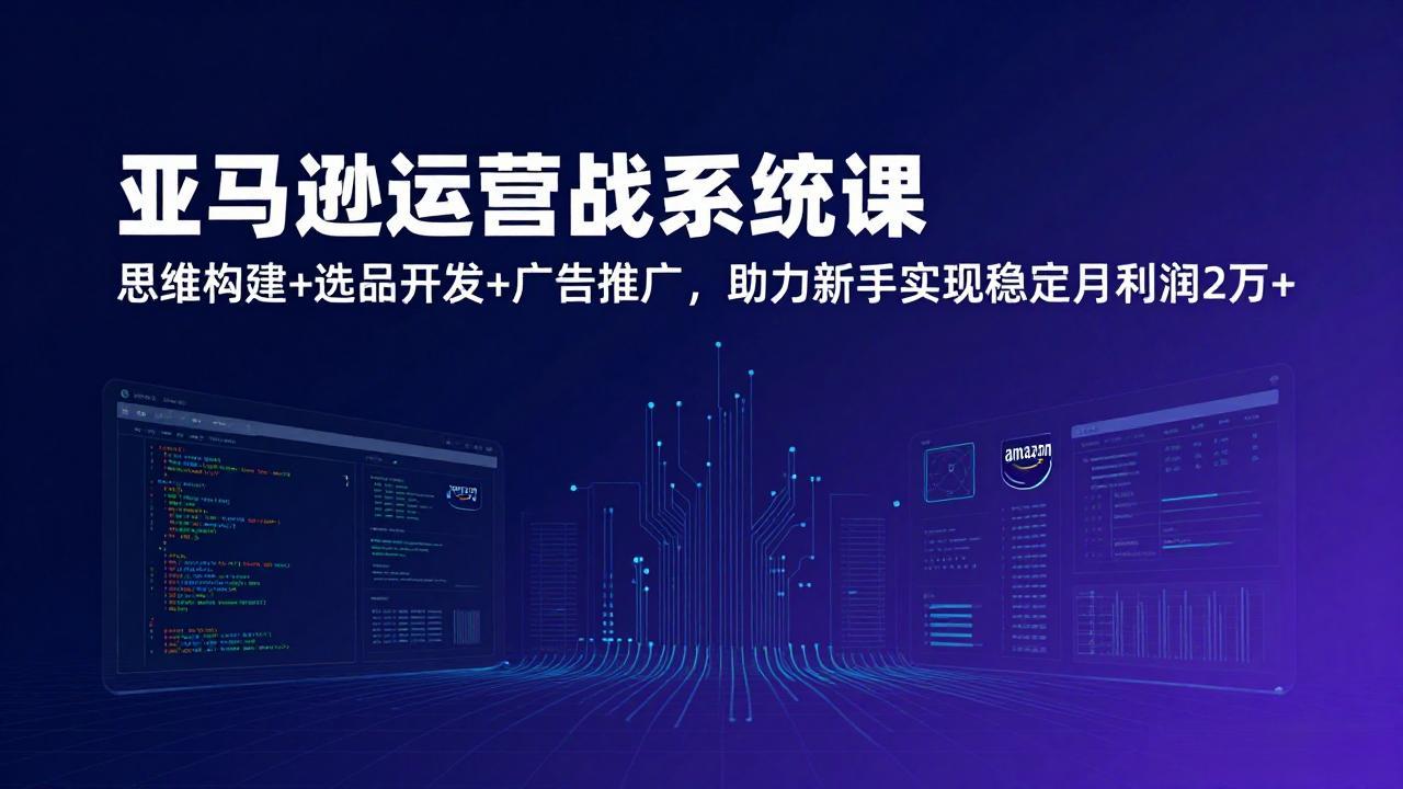 亚马逊运营实战系统课，思维构建+选品开发+广告推广，助力新手实现稳定月利润2万+(更新-鸿图网创