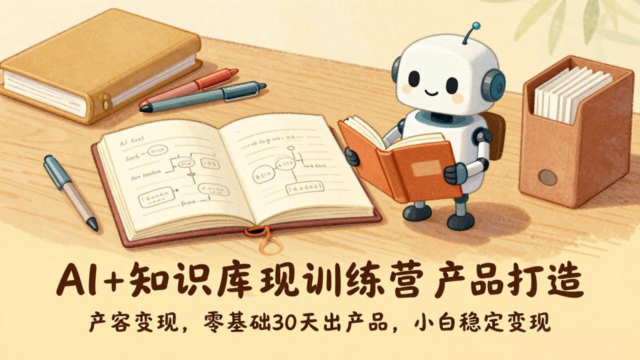 AI+知识库变现训练营，产品打造、内容创作、全平台变现，零基础30天出产品，小白稳定变现-鸿图网创