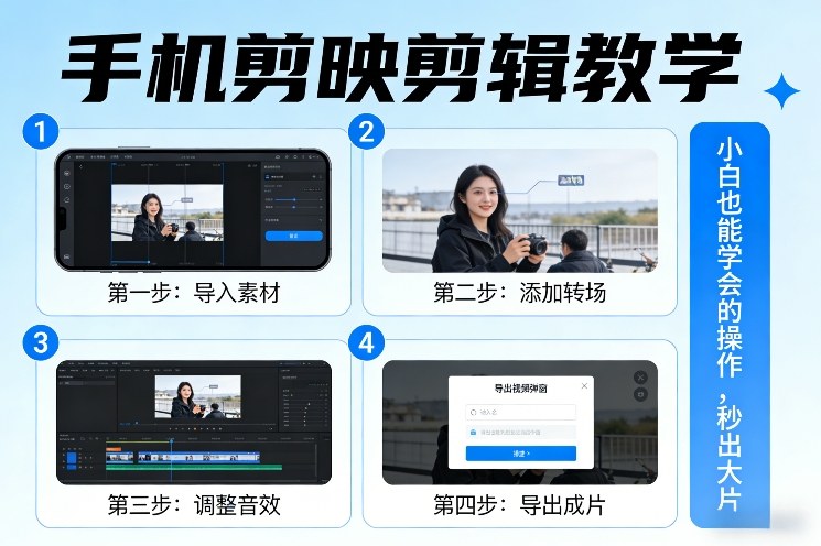 手机剪映剪辑教学，小白也能学会的操作，秒出大片-鸿图网创