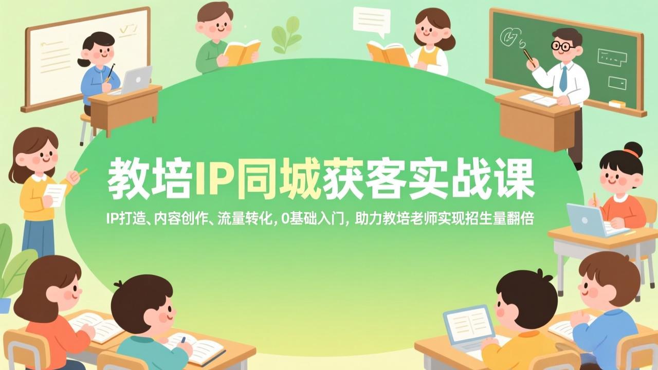 教培IP同城获客实战课，IP打造、内容创作、流量转化，0基础入门，助力教培老师实现招生量翻倍-鸿图网创