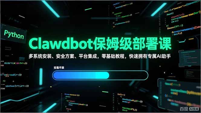 Clawdbot保姆级部署课，多系统安装、安全方案、平台集成，零基础教程，快速拥有专属AI助手-鸿图网创