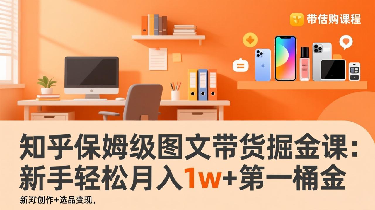 知乎保姆级图文带货掘金课：账号打造+爆文创作+选品变现，新手轻松月入1w+第一桶金-鸿图网创