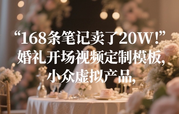 168条笔记卖了20W！婚礼开场视频定制模板，小众虚拟产品-鸿图网创