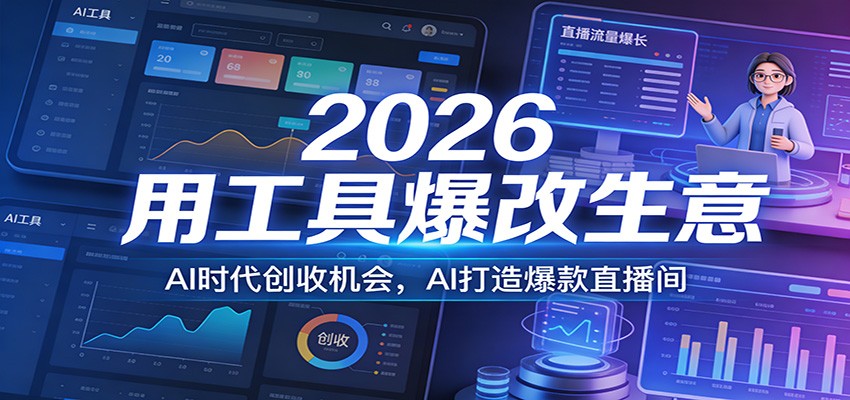 2026用工具爆改生意，AI时代创收机会，AI打造爆款直播间-鸿图网创