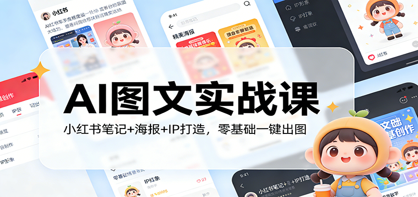 AI图文实战课：小红书笔记+海报+IP打造，零基础一键出图-鸿图网创