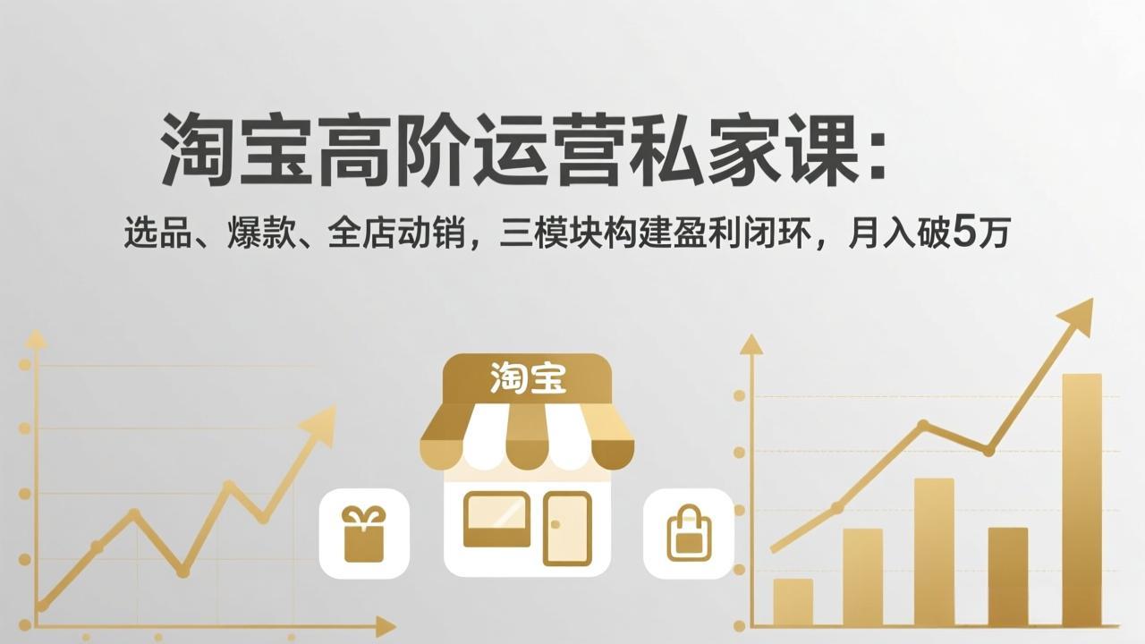 淘宝高阶运营私家课：选品、爆款、全店动销，三模块构建盈利闭环，月入破5万(更新26年2月-鸿图网创