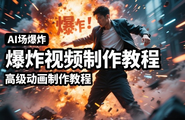 AI场景爆炸视频制作教程，利用人物实拍视频制作出高级的动画特效-鸿图网创