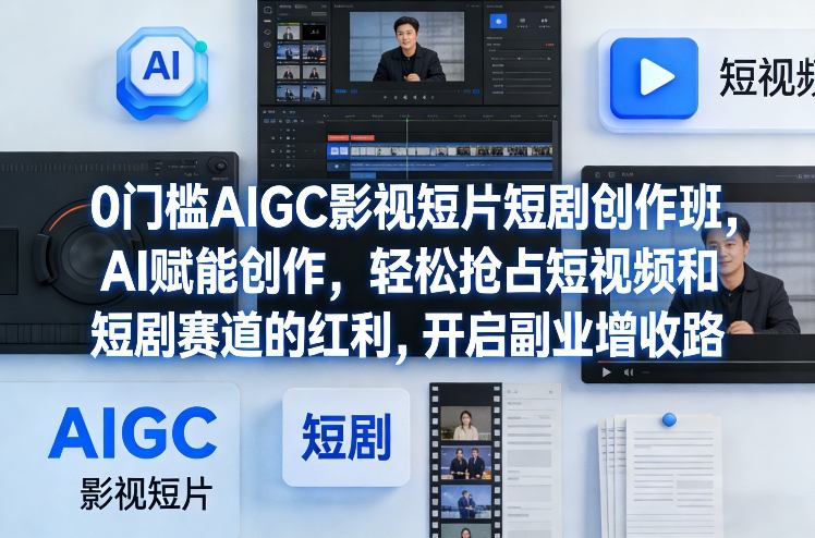 0门槛AIGC影视短片短剧创作班，AI赋能创作，轻松抢占短视频和短剧赛道的红利，开启副业增收路-鸿图网创
